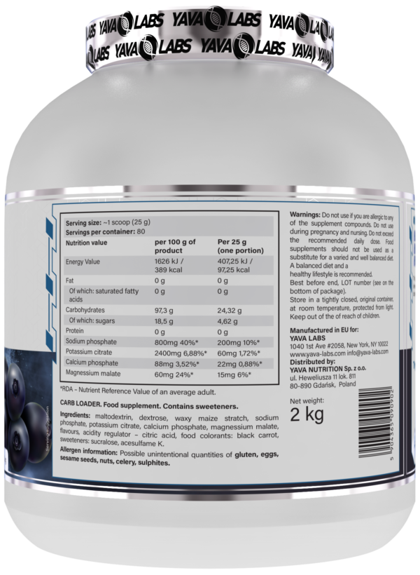 Węglowodany Carbo Loader dla sportowców - Yava Labs 2kg - obrazek 9