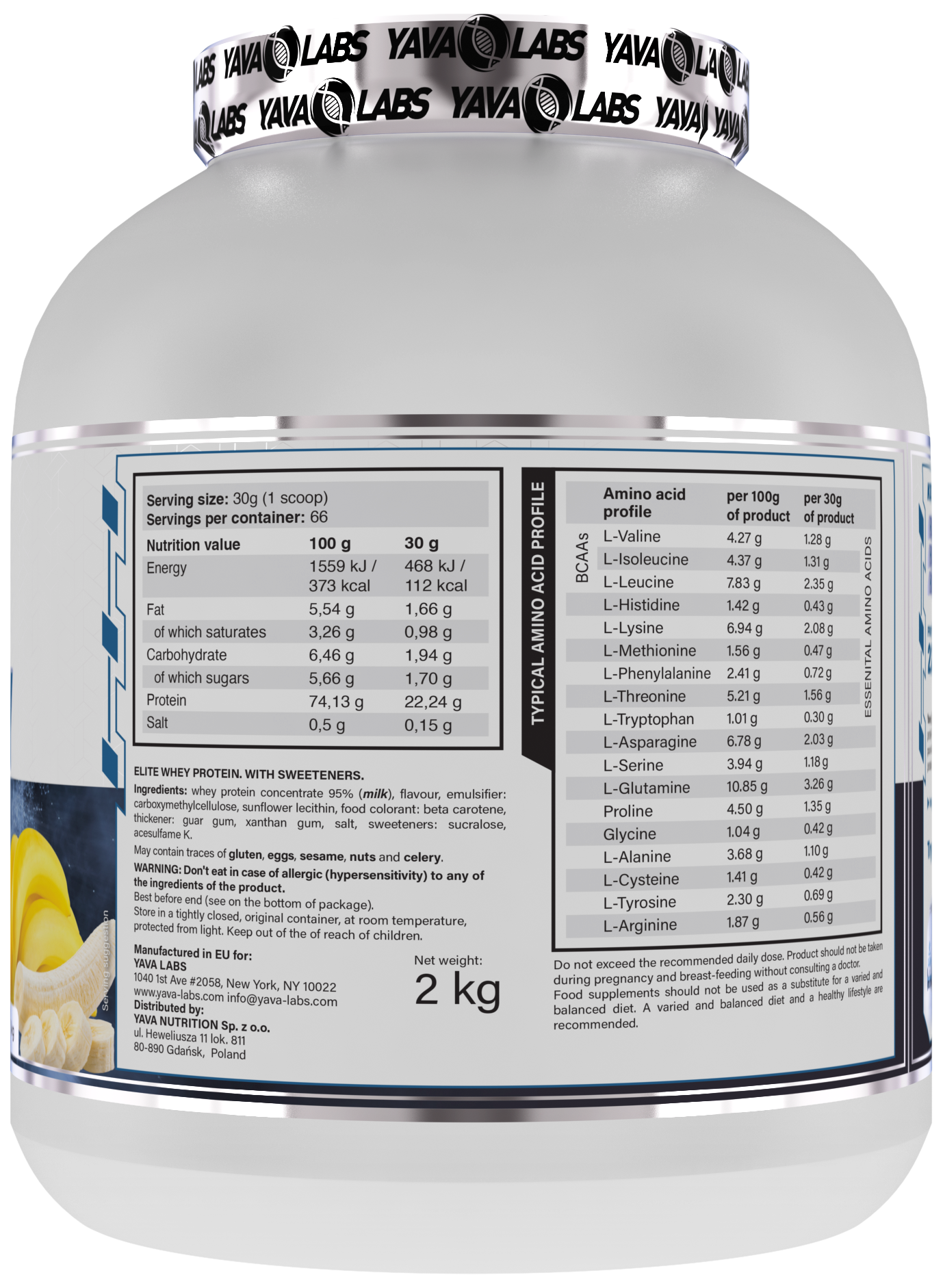 Elite Whey Protein 2 kg Yava Labs/ Białko Serwatkowe - obrazek 14