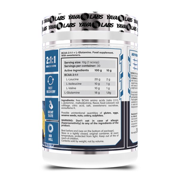 YAVA BERON edycja BCAA+L-GLUTAMINA 300G truskawka-mango dla sportowców - obrazek 2