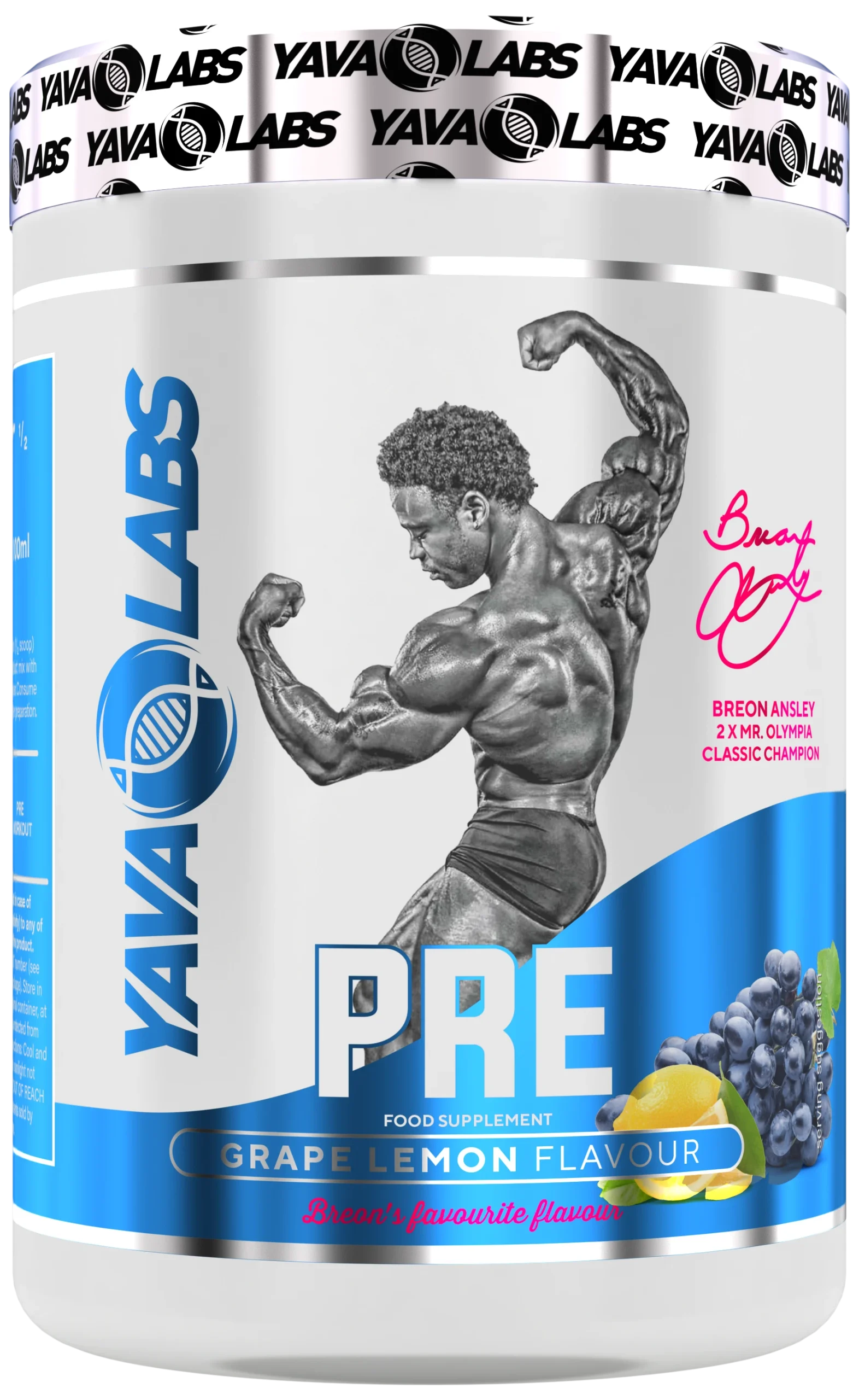 Yava Labs PRE o smaku winogronowej cytryny, Edycja Breon Ansley, 300g