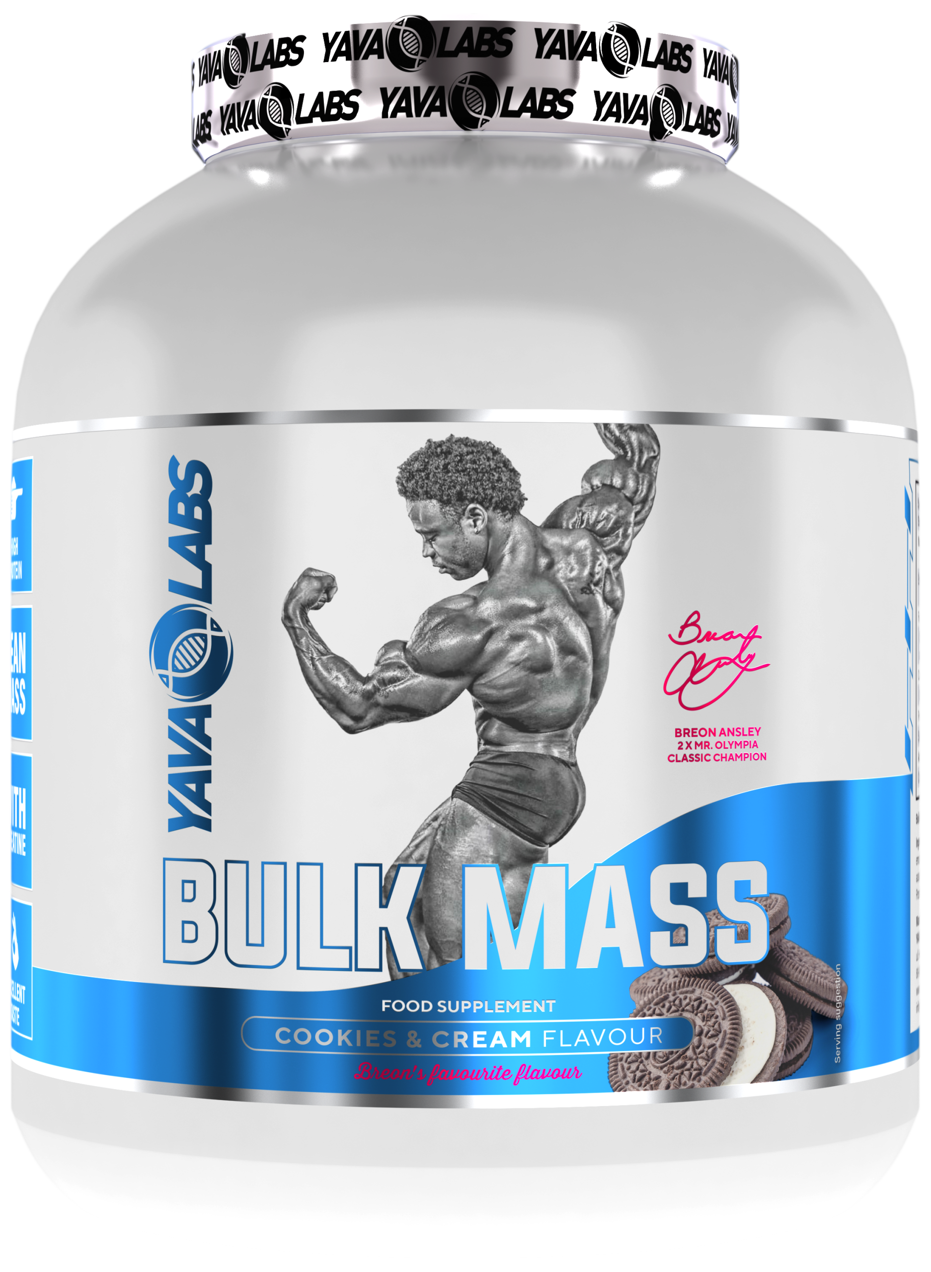 Gainer dla sportowców Breon Edition Bulk Mass Yava Labs 1,5kg – ciasteczka z kremem