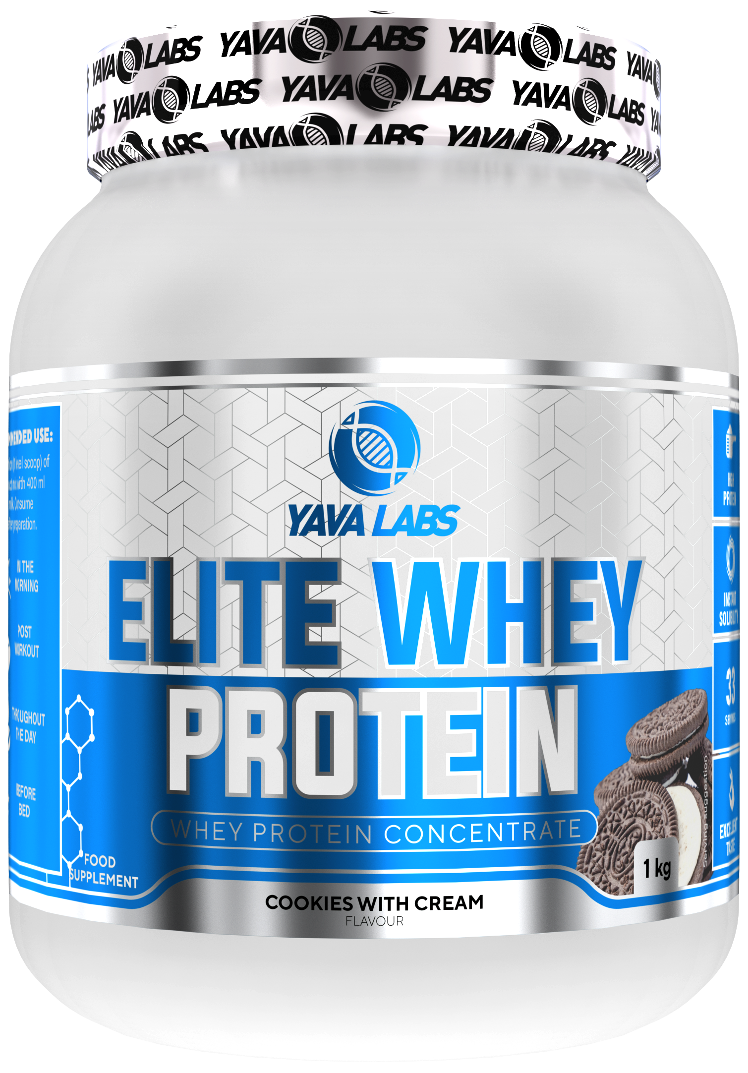 Yava Labs Elite Whey Protein o smaku Cookies with Cream, 1 kg