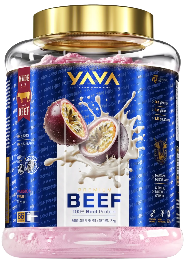 Yava Labs Premium Beef Protein o smaku marakuja, 2 kg