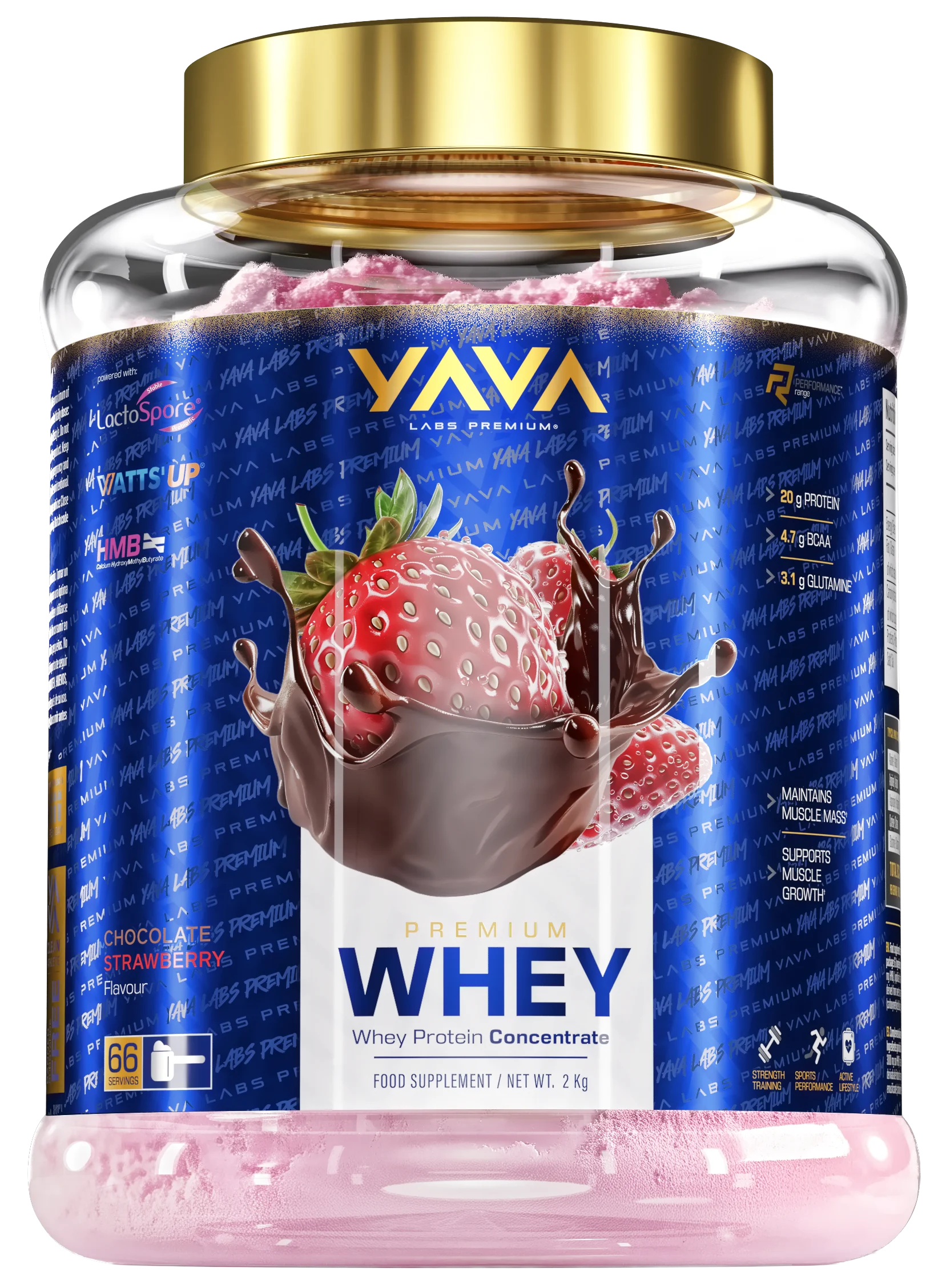 Yava Labs Premium Whey o smaku truskawkowo-czekoladowym, 2 kg