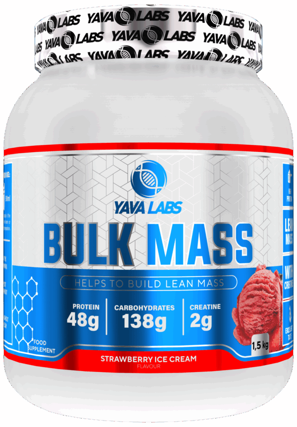 Gainer dla sportowców Bulk Mass Yava Labs 1,5kg – truskawka