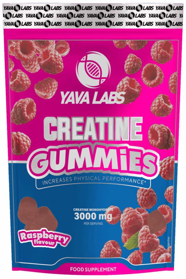 Kreatyna creatine monohydrate w żelkach o smaku malina  masa siła dla sportowców Yava labs 240g - obrazek 2