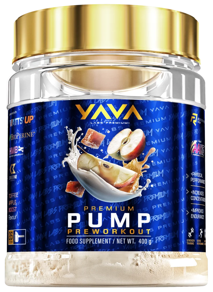 Yava Labs Premium Pump Pre-Workout o smaku toffi jabłko, 400 g