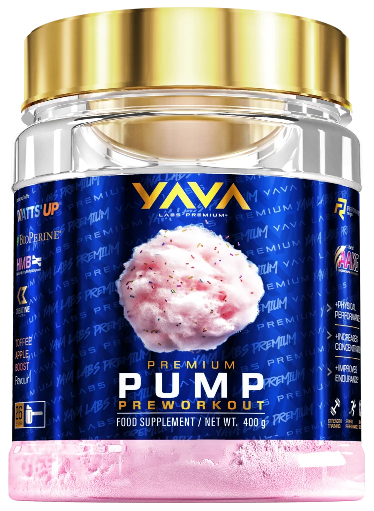 Yava Labs Premium Pump Pre-Workout o smaku waty cukrowej, 400 g