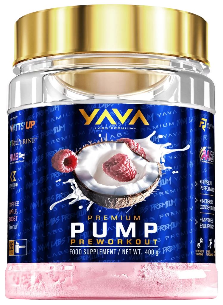 Yava Labs Premium Pump Pre-Workout o smaku malina kokos, 400 g